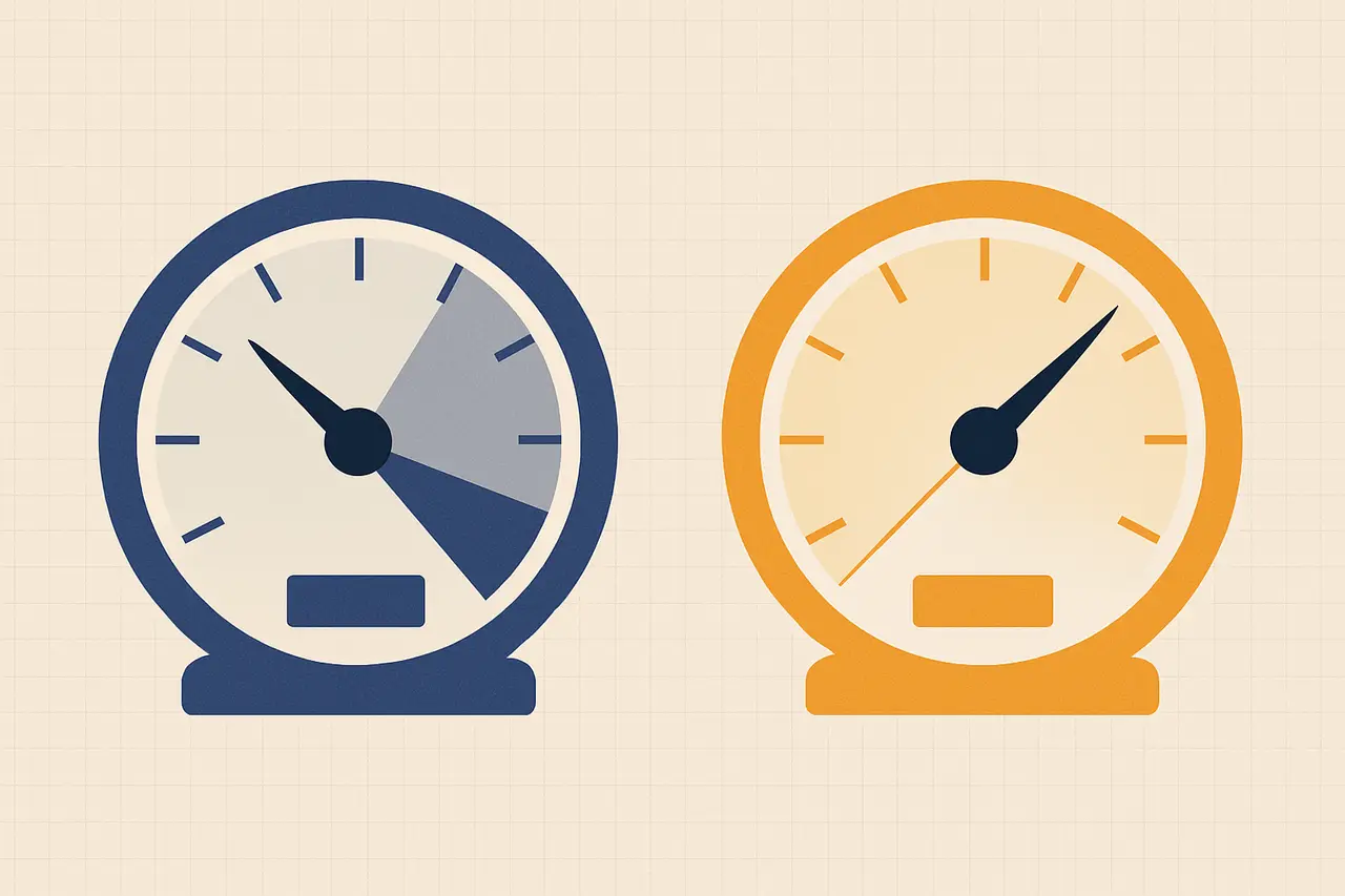 Two gauge dials showing diverging certification rates between similar employers